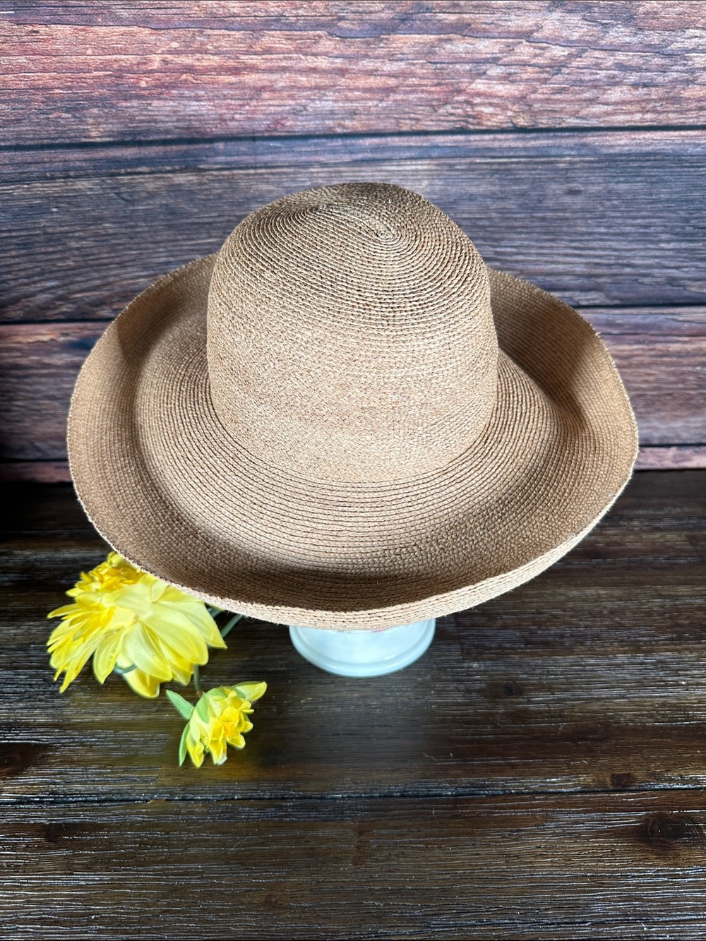 Annabel Ingall Brown Straw Wide-Brim Sun Hat